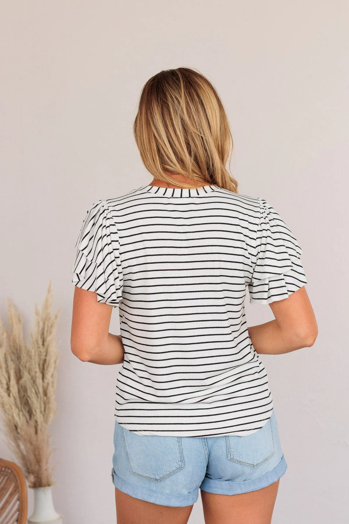 Soar Above The Rest Striped Top- White