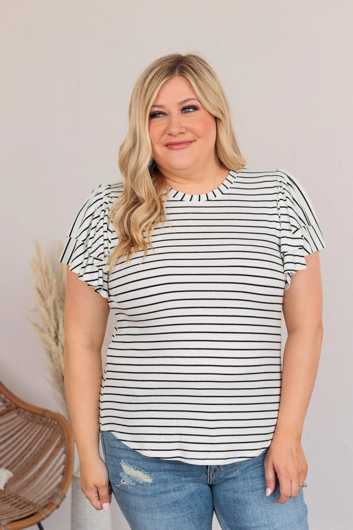 Soar Above The Rest Striped Top- White