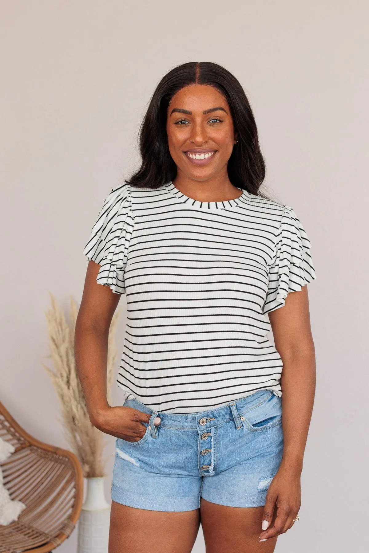 Soar Above The Rest Striped Top- White