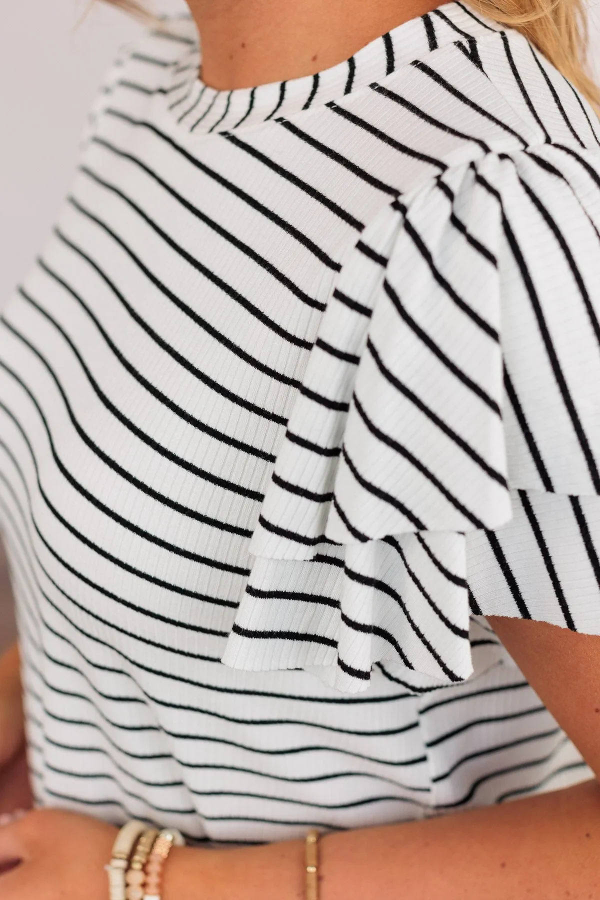 Soar Above The Rest Striped Top- White