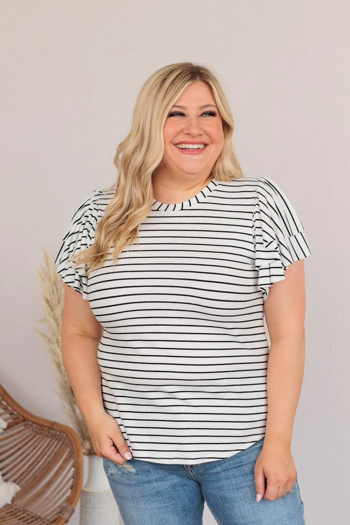 Soar Above The Rest Striped Top- White