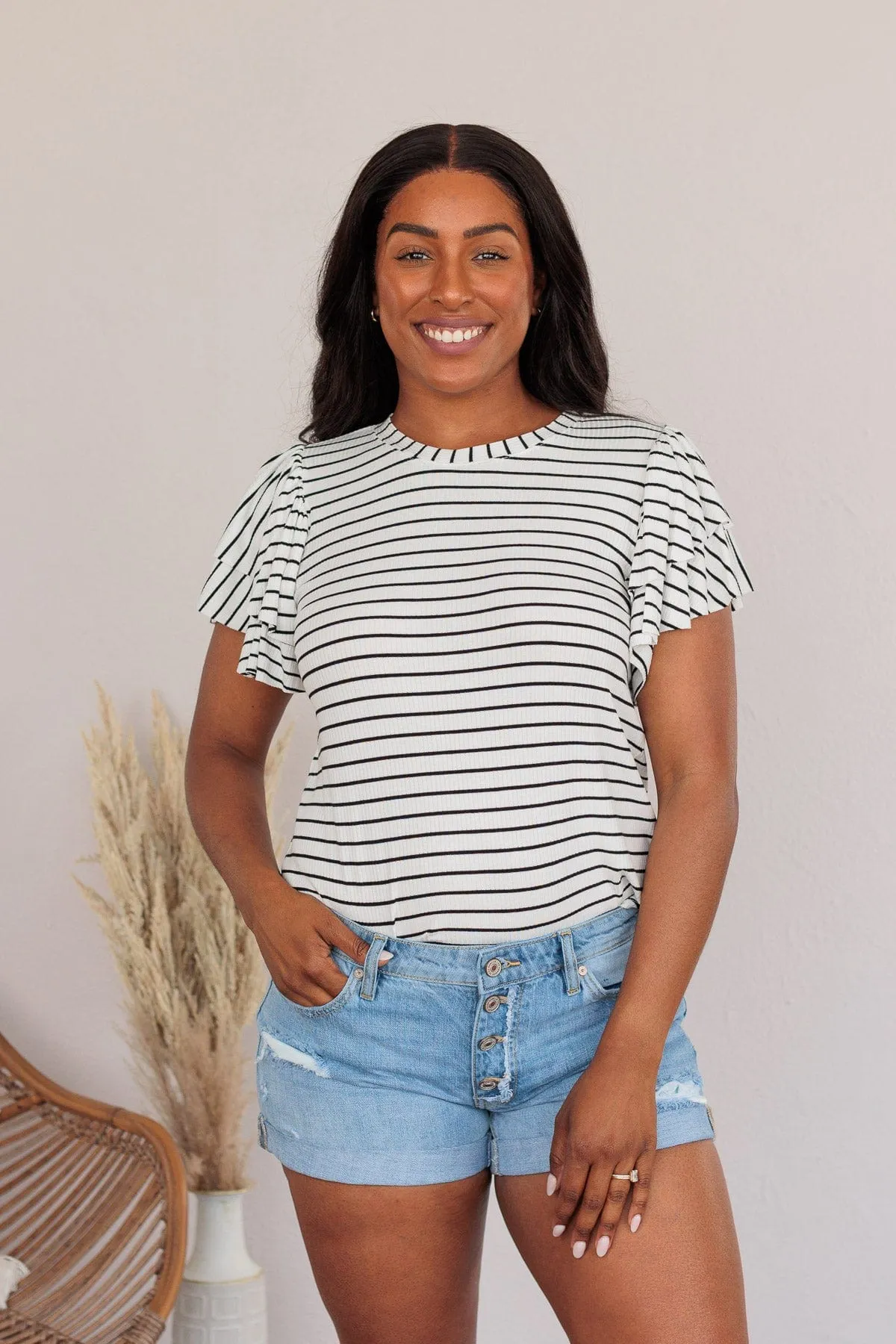 Soar Above The Rest Striped Top- White