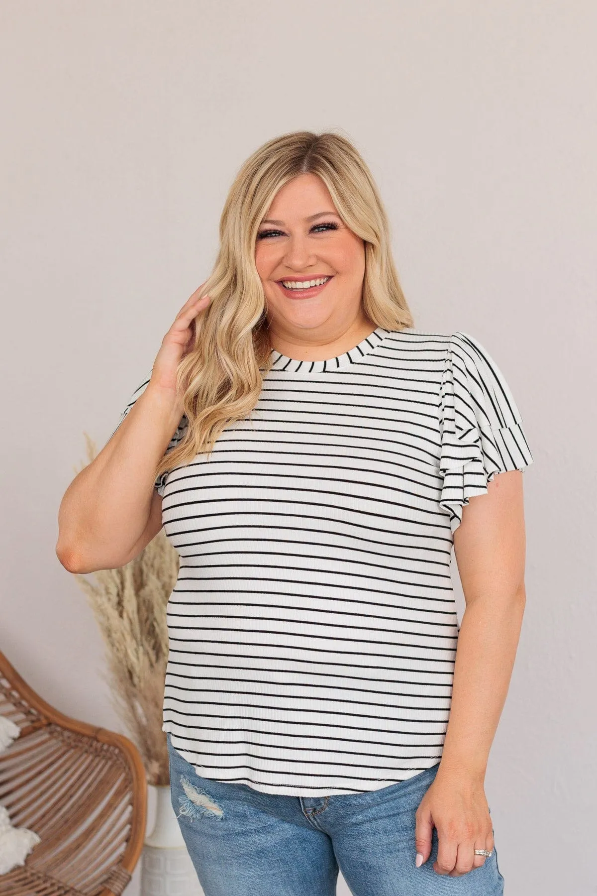 Soar Above The Rest Striped Top- White