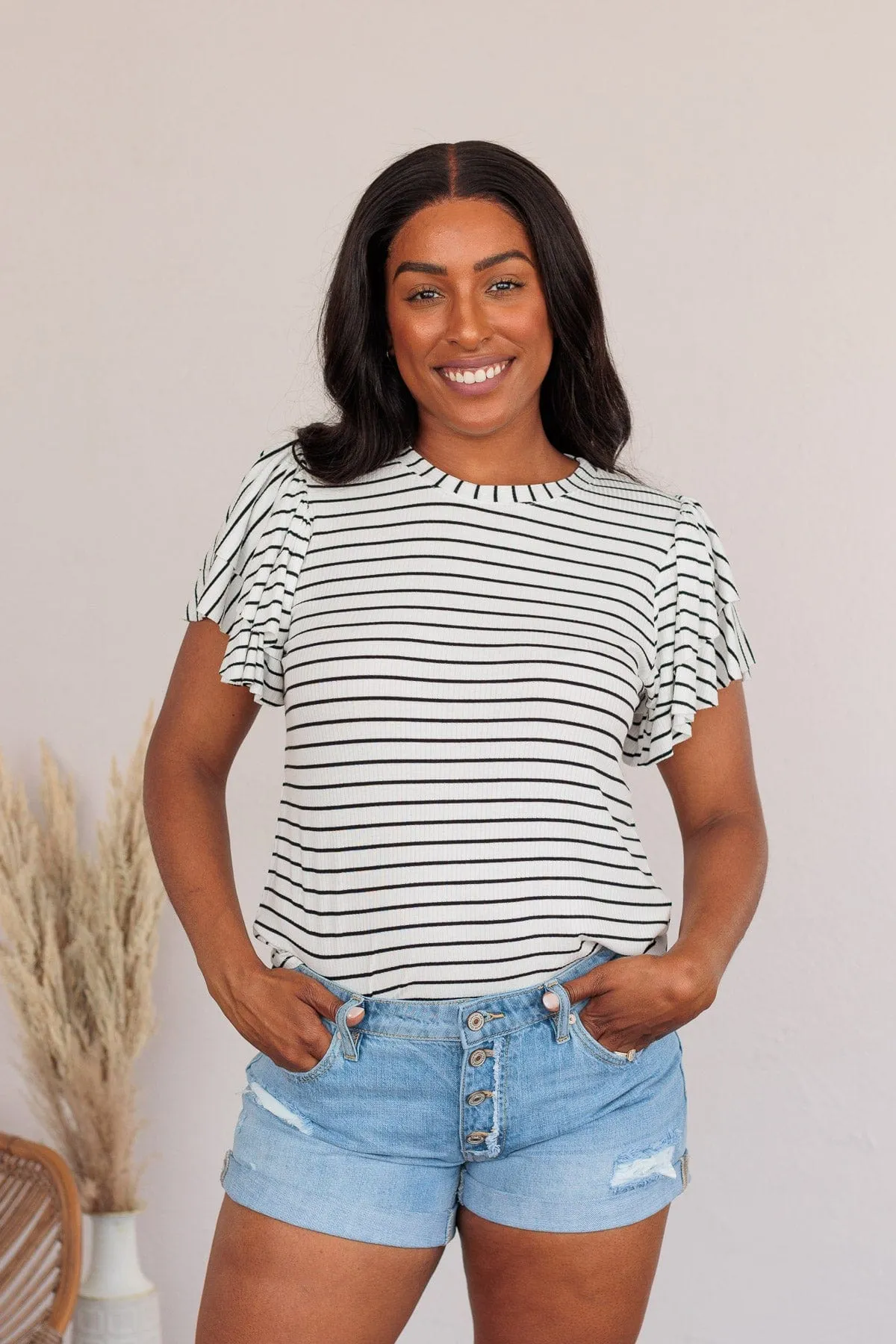 Soar Above The Rest Striped Top- White