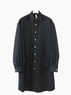 Soshiotsuki SS22 Stripe Wool Long Kimono Breasted Shirt