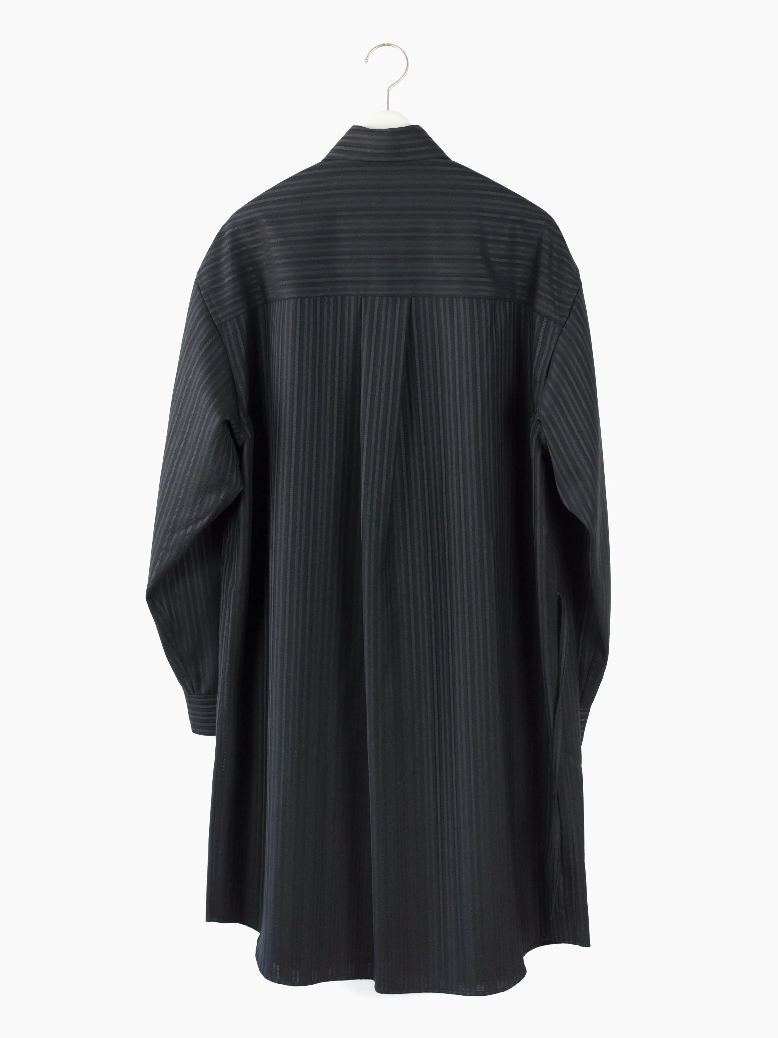 Soshiotsuki SS22 Stripe Wool Long Kimono Breasted Shirt