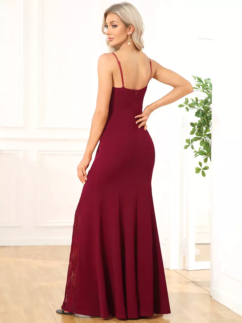 Spaghetti Strap V Neck Fishtail Evening Dresse Style AE00061BD0L