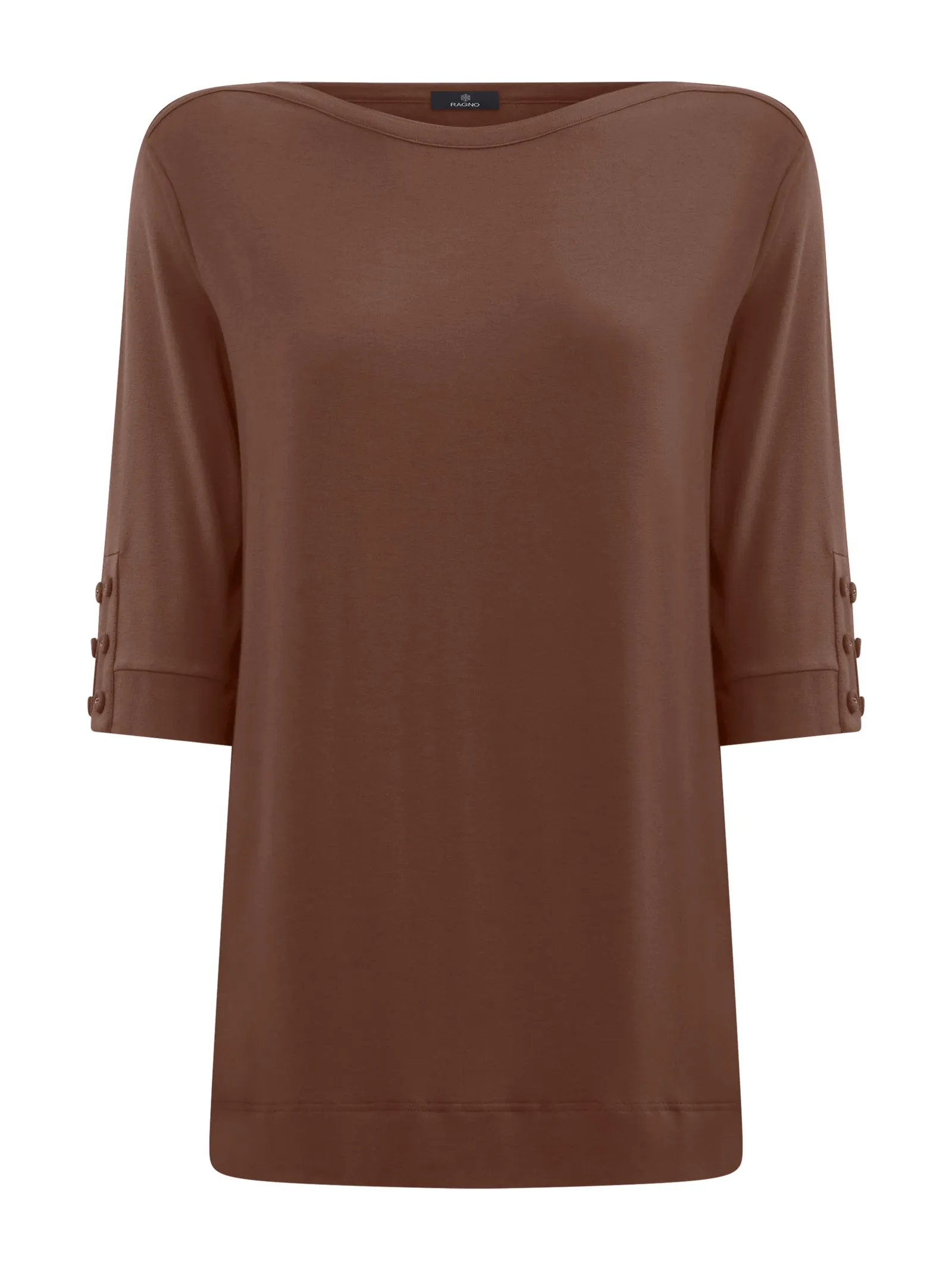 T-shirt con bottoni in Viscosa Summer  - Cappuccino