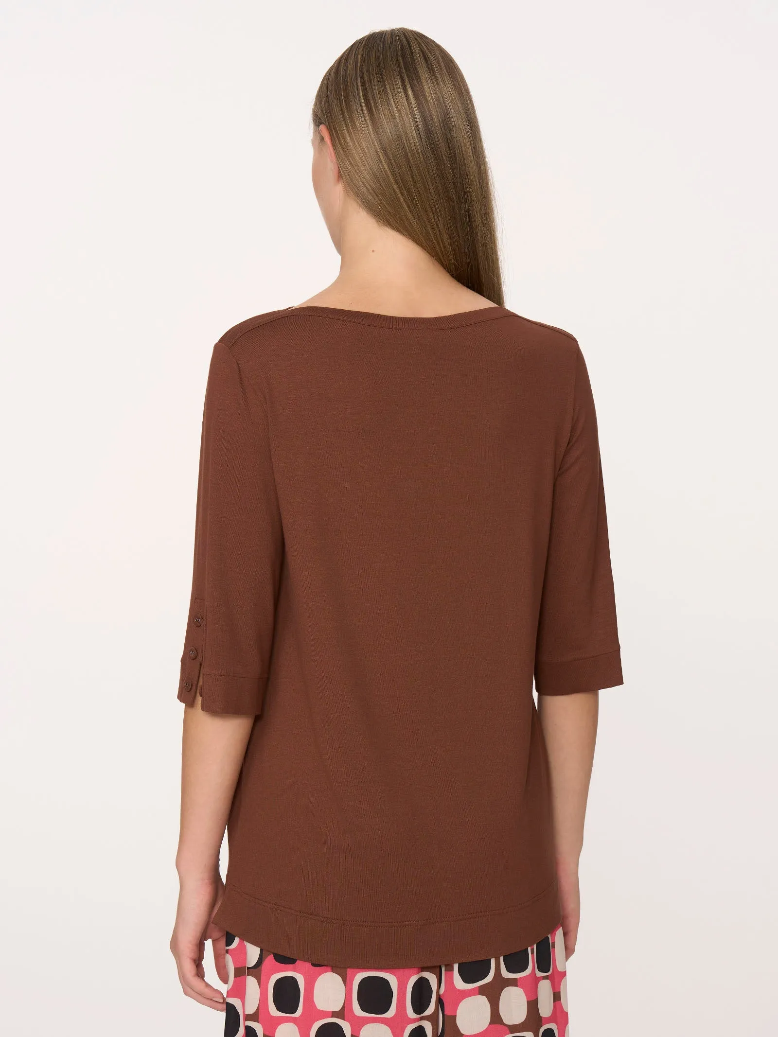 T-shirt con bottoni in Viscosa Summer  - Cappuccino