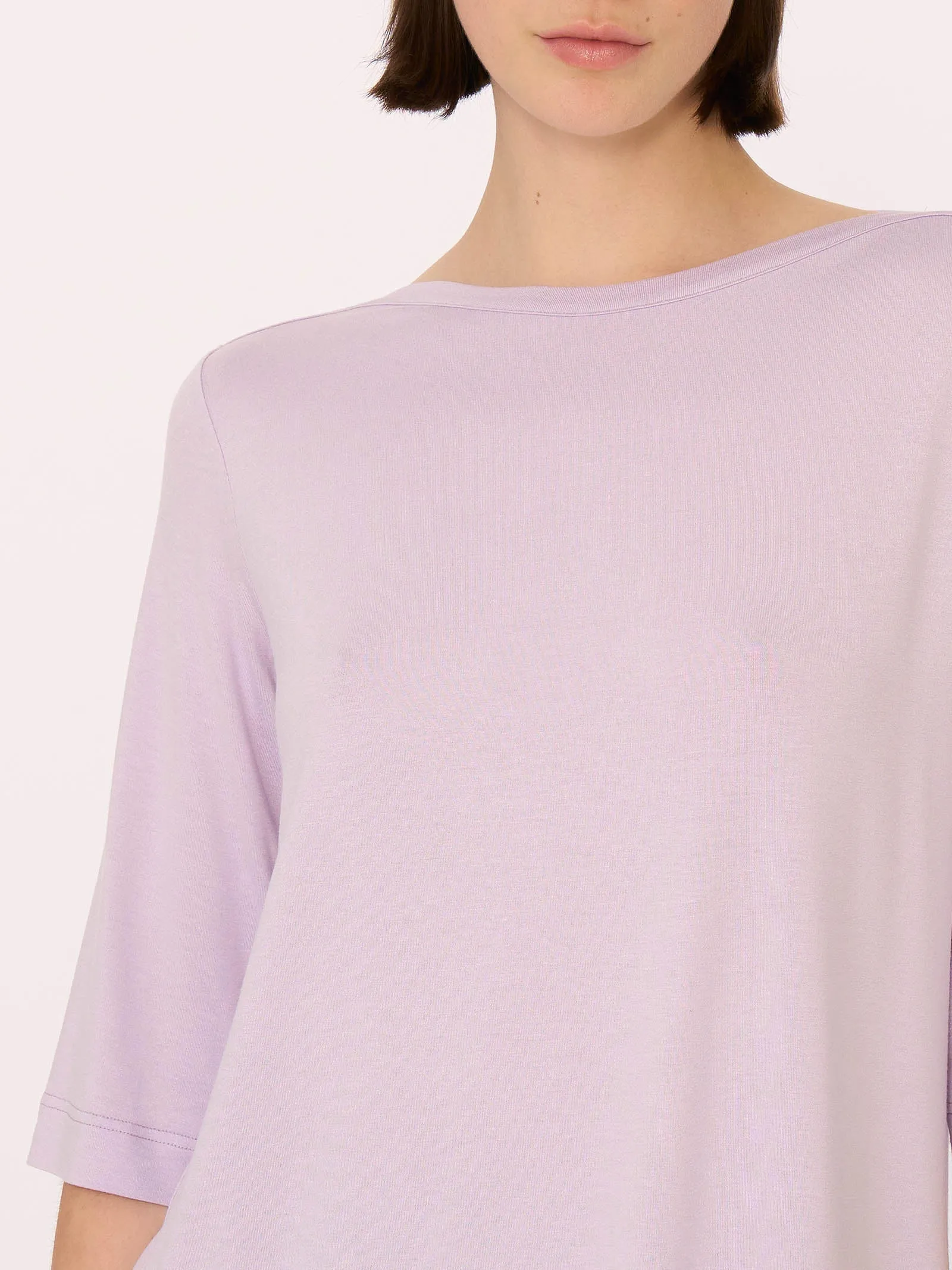 T-Shirt con manica 3/4 in misto viscosa - Orchid Petal