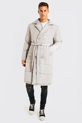 Tall Padded Double Breasted Trench Coat | boohooMAN UK