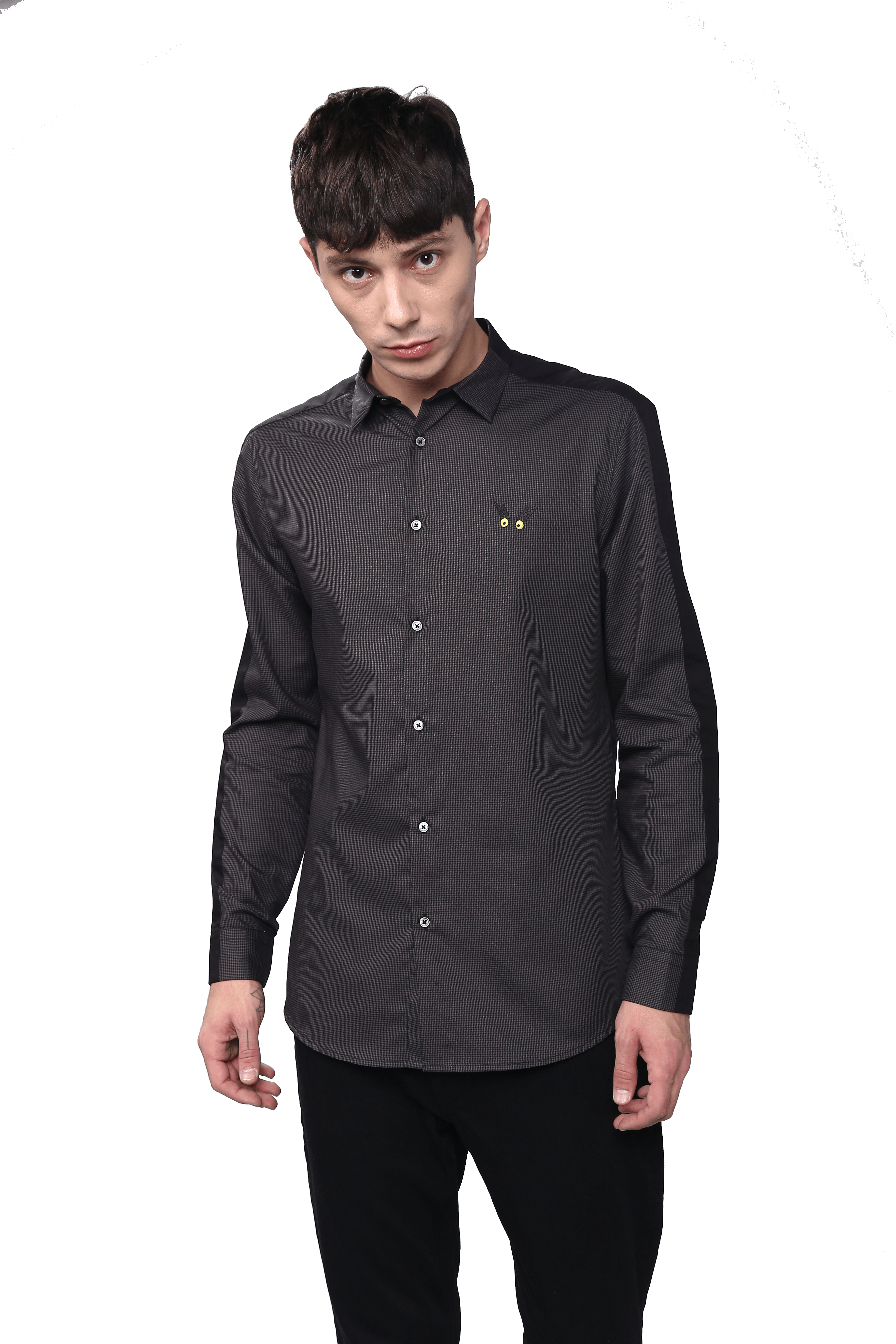 The Noo Shirt in Grey Houndstooth