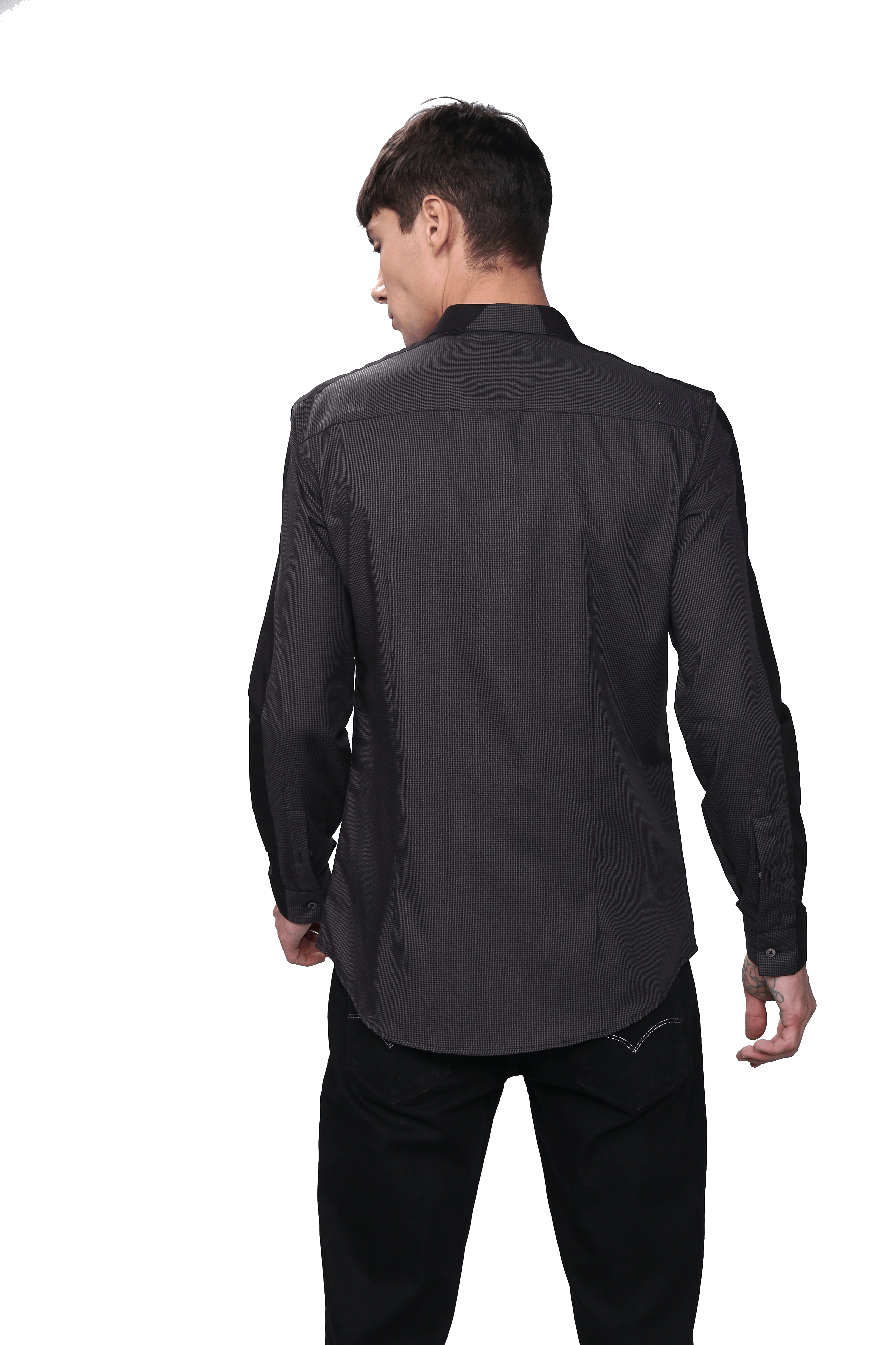 The Noo Shirt in Grey Houndstooth