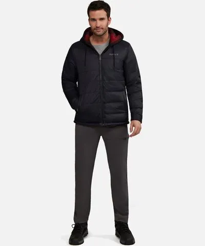 Thread Collective Men's Kersting Reversible Plaid Polar Hooded Jacket in Black