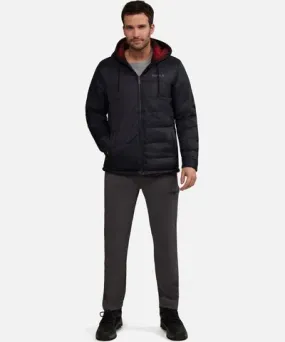 Thread Collective Men's Kersting Reversible Plaid Polar Hooded Jacket in Black