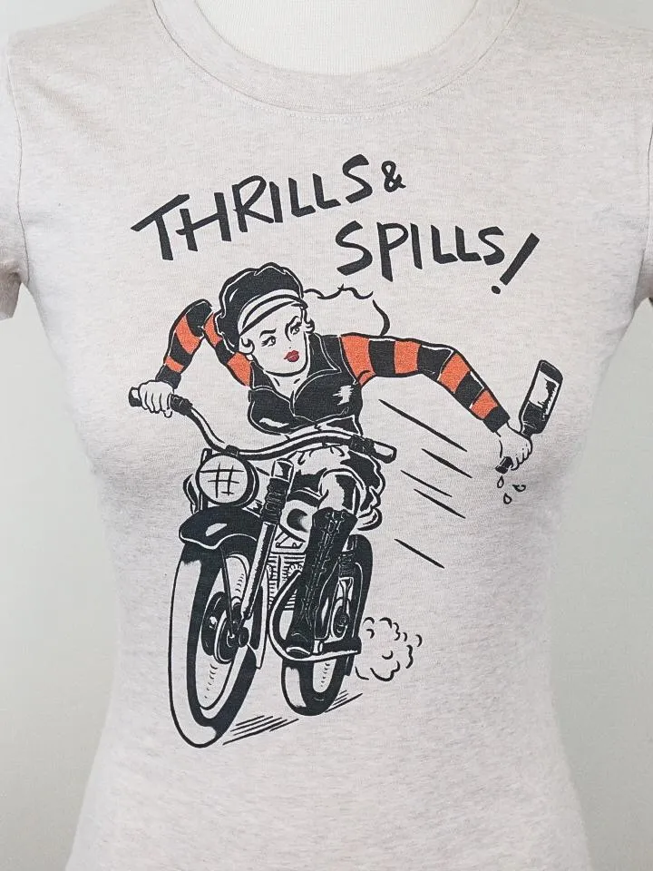 Thrills and Spills! T-Shirt in Heather Beige (S ONLY)