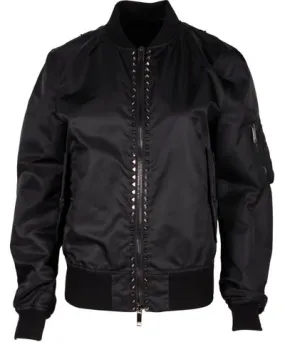 Valentino Garavani Rockstud Bomber Jacket in Black Nylon