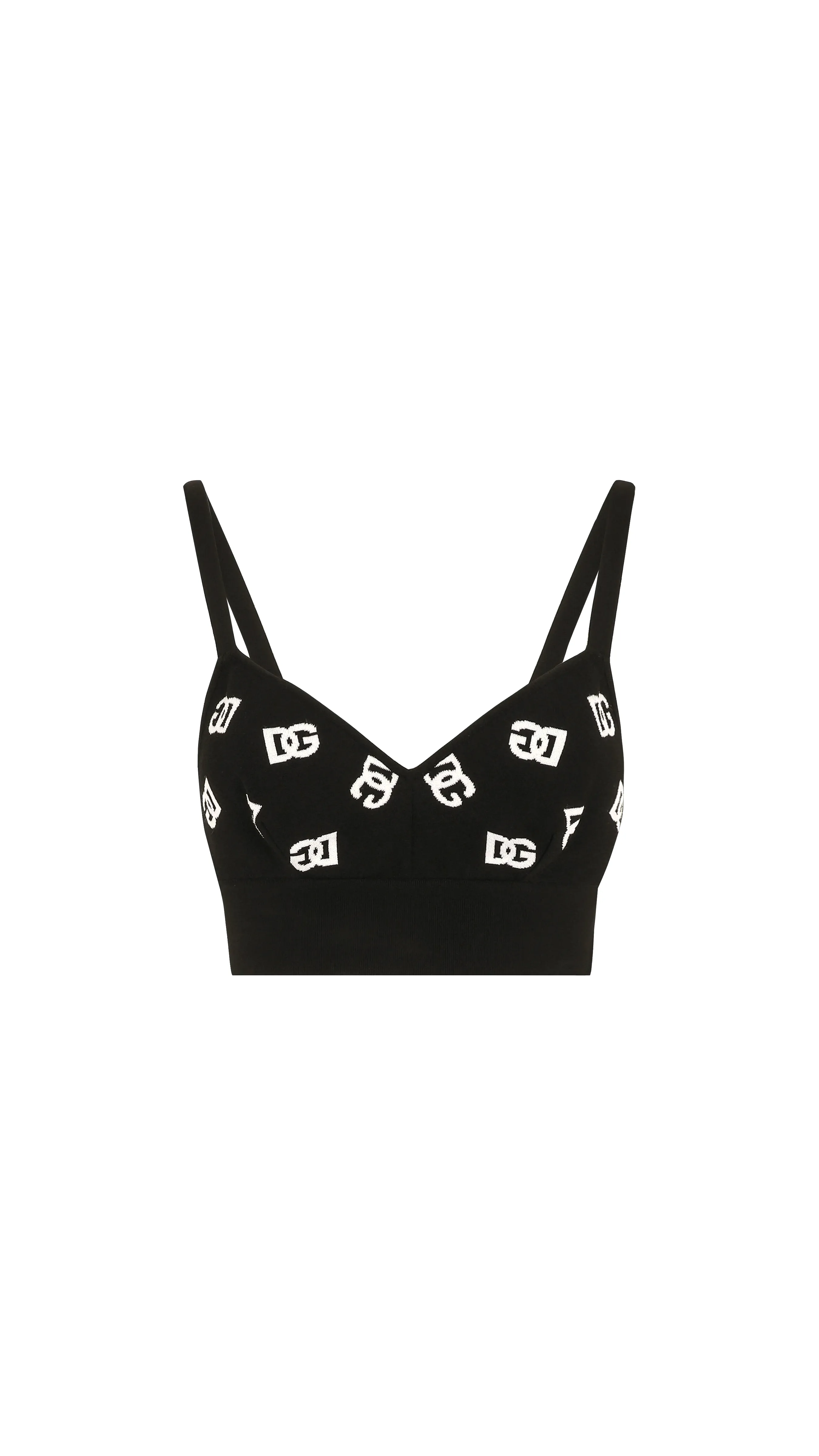 Viscose Bralette Top With Jacquard DG Logo - Black/White