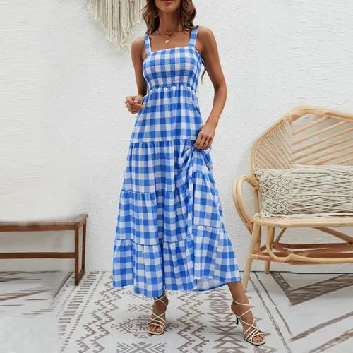 Women's Regular Dress Bohemian Collarless Printing Sleeveless Stripe Maxi Long Dress Daily