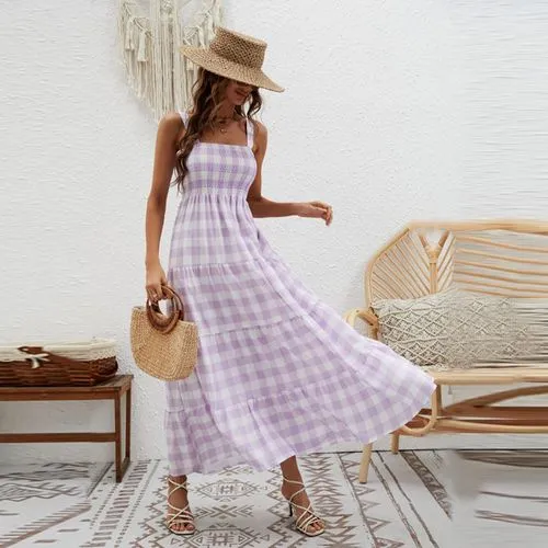 Women's Regular Dress Bohemian Collarless Printing Sleeveless Stripe Maxi Long Dress Daily