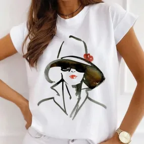 Women's T-shirt Short Sleeve T-Shirts Printing Casual Printing Cartoon