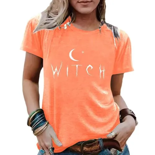 Women's T-shirt Short Sleeve T-Shirts Printing Streetwear Letter Moon