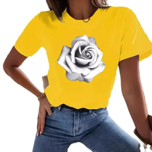 Women's T-shirt Short Sleeve T-Shirts Simple Style Rose