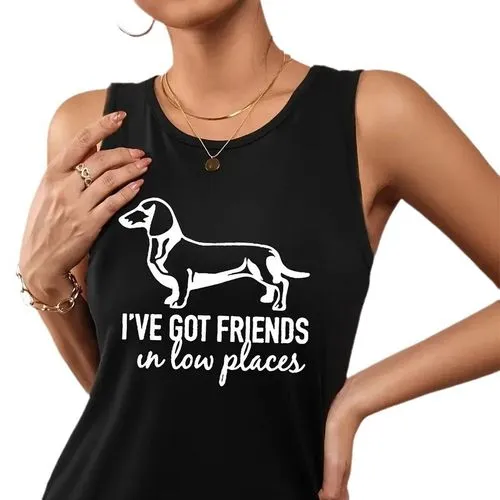 Women's Vest Sleeveless T-Shirts Printing Streetwear Letter Dog