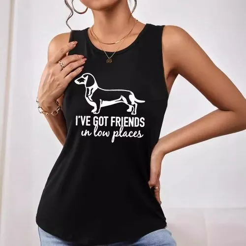 Women's Vest Sleeveless T-Shirts Printing Streetwear Letter Dog