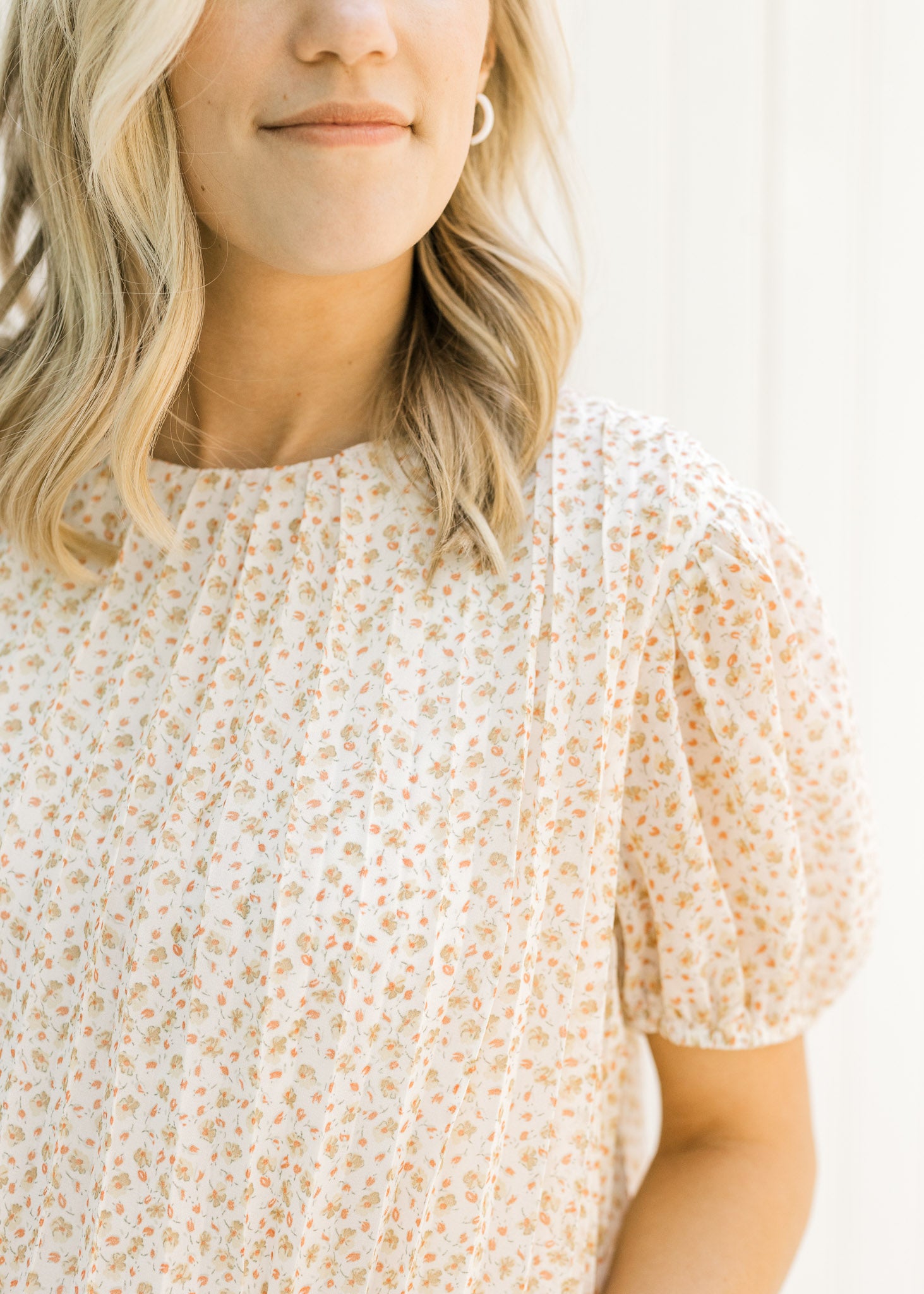 X Classic Ivory Microfloral Top