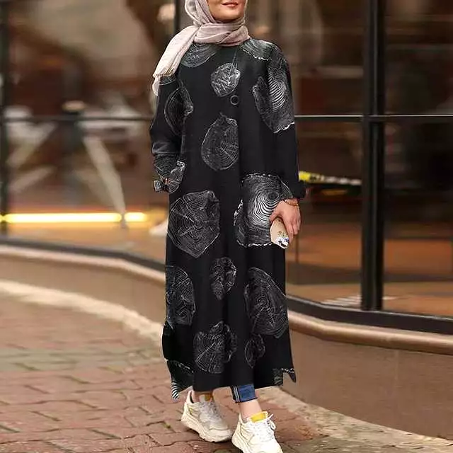 ZANZEA Women Vintage Floral Printed Dress Autumn O Neck Long Sleeve Sundress Casual Loose Kaftan Muslim Dress Vestiso S3590031